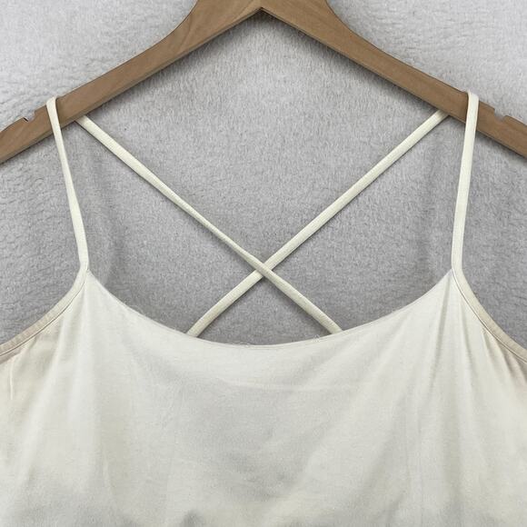 EILEEN FISHER Tank Top XL Organic Cotton Jersey Cross Back Shelf Bra White USA - Picture 4 of 16